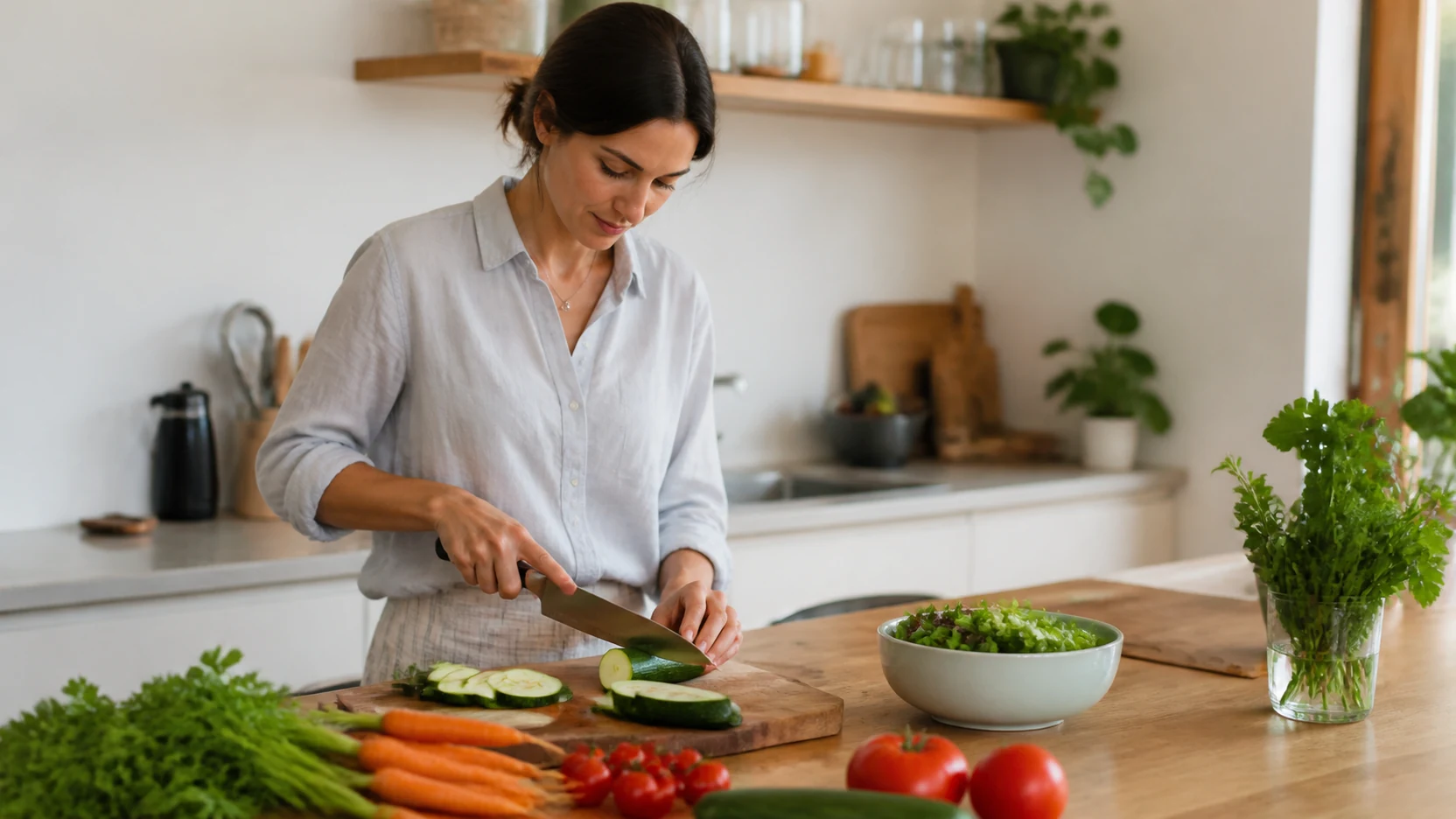 Préparation d’un repas simple à base de légumes frais